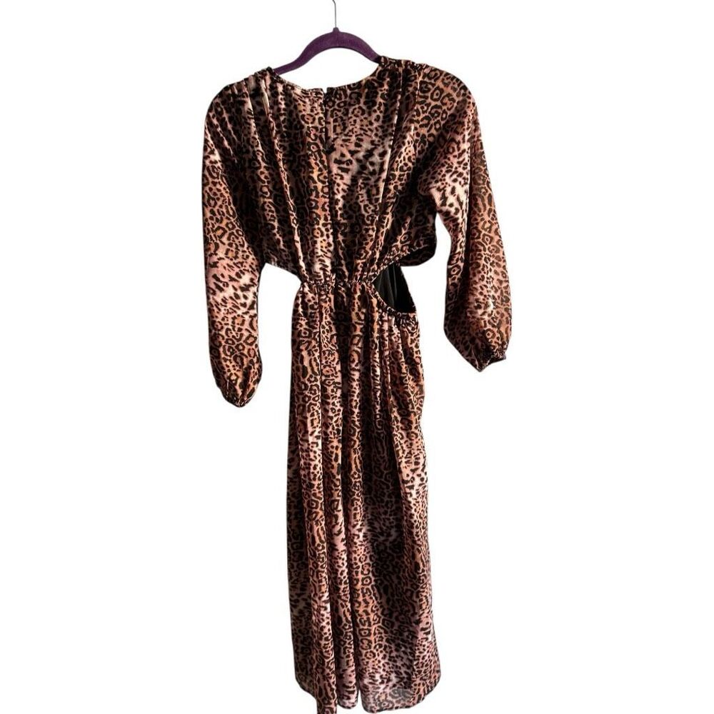 Ranna Gill Anthropologie Cut Out Leopard Print Midi Dress Size XS NWT Animal